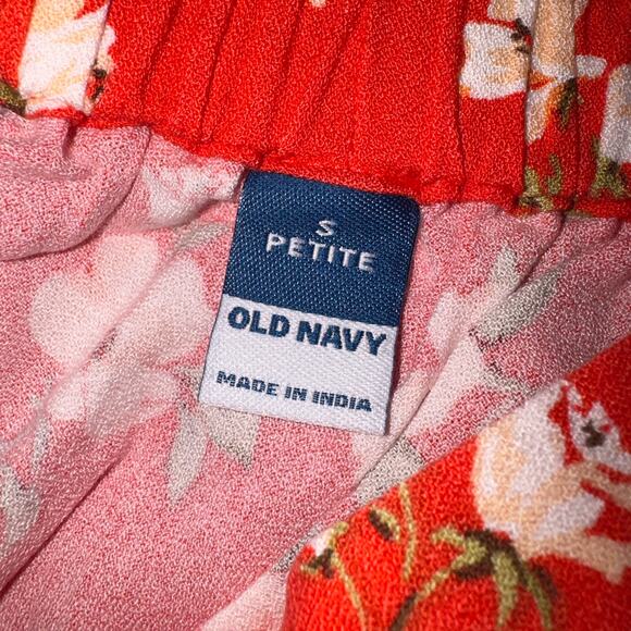 Old navy Crepe A-Line red floral Midi Skirt women’s size petite small - Picture 5 of 6